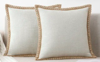 linen pillowed with natural trim