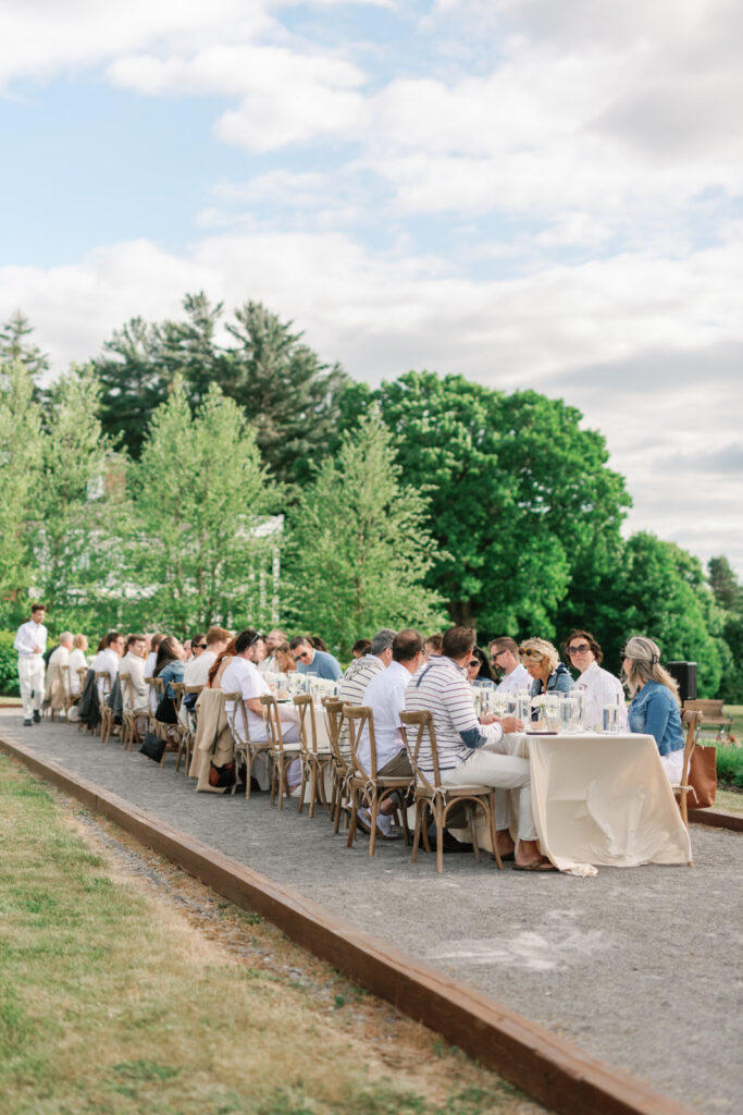 long table outside event venue dining experience